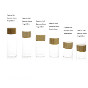 Pot à épices en verre de 30 mm de diamètre, tube échantillon, testeur hermétique, bouteille de stockage en verre pour café de cuisine avec couvercle à vis en bambou - Product Image 2