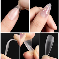Puntas de Uñas de Gel Suave de Cobertura Completa al por Mayor, Puntas de Uñas Francesas Transparentes en Forma de Almendra, 240 Piezas, 12 Tamaños, Logotipo Personalizado, Proveedor de Kits de Manicura para Salón