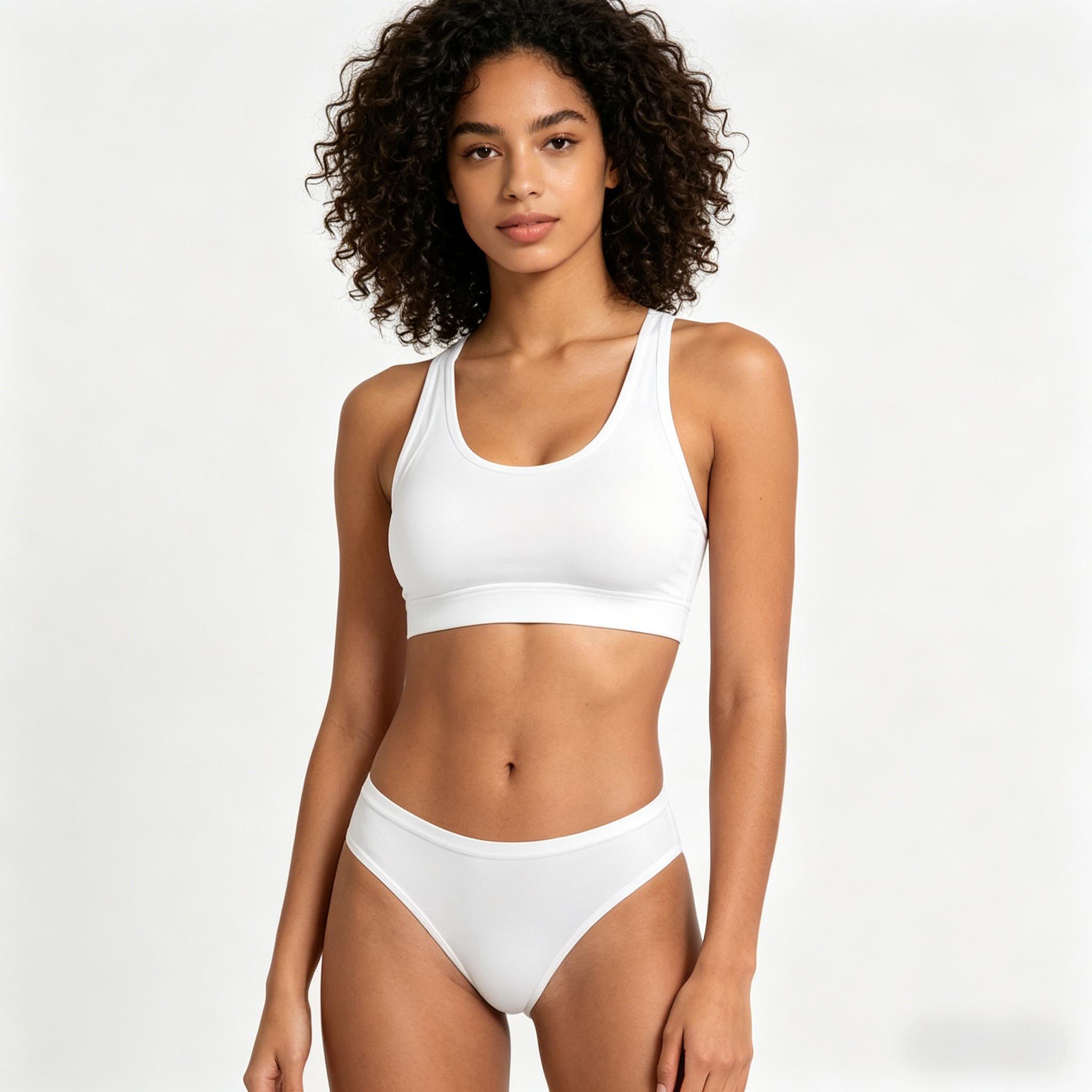 Custom White Seamless Sublimation Women Fitness Sport Bra Set with Waist Logo