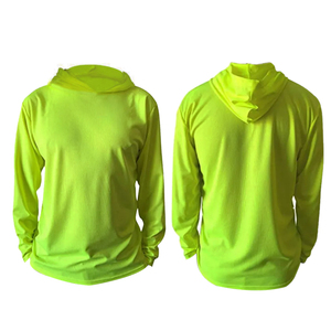 Chemises de travail personnalisées jaunes pour hommes, à capuche, en polyester, haute visibilité, séchage rapide, manches longues, pour la construction - Product Image 3