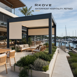 ศาลาหลังคาปรับได้ RKOVE RK-S3 ขนาด 7*7 เมตร ทำจากอลูมิเนียม พร้อมม่านม้วน 2 ชั้น และไฟ LED อุ่นๆ ระบบมอเตอร์  ศาลาหลังคาปรับได้สำหรับกลางแจ้ง - Product Image 6