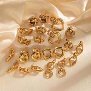 Boucles d'oreilles tendance en acier inoxydable plaqué or 14 carats, lisses, creuses, géométriques, cercle tridimensionnel, pour femmes, 100 % sur mesure - Product Image 2