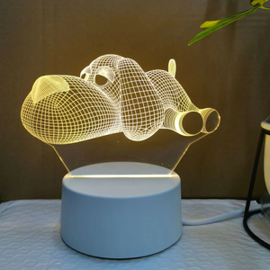 Yaratıcı 3D LED Sıcak Beyaz Akrilik USB Şarjlı Modern Yuvarlak Yüksek CRI 10 Gece Lambası Çocuk Odası Masaüstü Lambası - Product Image 2