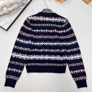 Cárdigan de punto Fair Isle para mujer, cuello redondo, con botones, manga larga, suéter para otoño e invierno, mius - Product Image 2