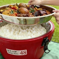 Glacière ronde isolée en acier inoxydable à double paroi pour barbecue extérieur, conteneur alimentaire, garde au chaud et au froid longtemps, pour jardin et fêtes, avec glace