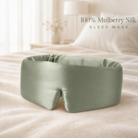 19 22mm Logo Kustom Tidak Beracun Sutra Polos Berbobot Dua Sisi Masker Mata Tidur Bernapas dari Sutra Mulberry dengan Velcro