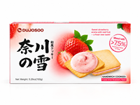 Biscuits sandwichs aux fraises croustillantes avec une vraie garniture de fraises lyophilisées, emballés individuellement, OEM, collation personnalisée, vente en gros