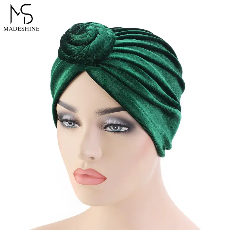 Pianura velluto di colore pretied africano turbanti caps testa turbante cappello