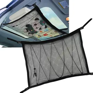 Toptan kargo ağı araba tavan-Ağır hizmet tipi ayarlanabilir katlanabilir araba tavan çatı hasır depolama Net fermuarlı çanta cep ve elastik halatlar desteği