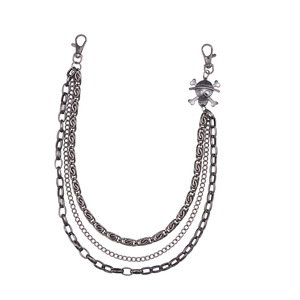 โซ่คล้องกางเกงโลหะหลายชั้นลายหัวกะโหลกโจรสลัดสีดำเท่ๆ  วัสดุโลหะผสมสังกะสี สไตล์ฮิปฮอป  แบบลำลอง  สีดำปืน  หลายชั้น - Product Image 5