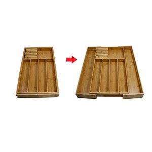 Bamboo Drawer Organizer Kitchen Adjustable Drawer Divider Expandable Cutlery Tray Utensil Storage Organizer