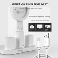 Lampe de bureau à LED de chevet pour chambre à coucher moderne, horloge pliable, affichage de la date, lampe d'ambiance, 2 porte-stylos, lampe de table rechargeable à piles