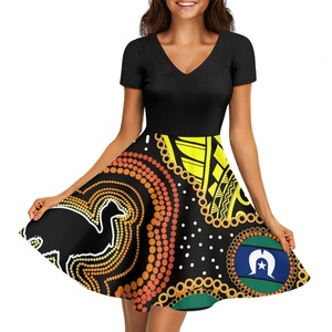 Nuevo Vestido con Estampado de Arte <span class=keywords><strong>Aborigen</strong></span> <span class=keywords><strong>Australiano</strong></span> para <span class=keywords><strong>Mujer</strong></span>, Diseño de las Islas del Estrecho de Torres, Vestido de Manga Corta, Dropshipping - Product Image 4