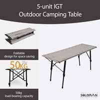 Table de jardin pliable en aluminium légère et portable à cinq unités, design moderne, mobilier d'extérieur pour le camping, les barbecues et les pique-niques