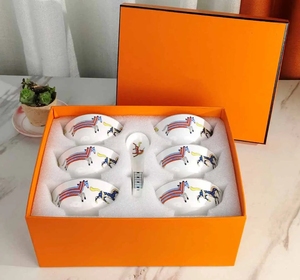 Loving Home Bone China Cute Bowl Set unicorn Pattern Six Bowls With Spoons Household Rice Bowl - Product Image 2