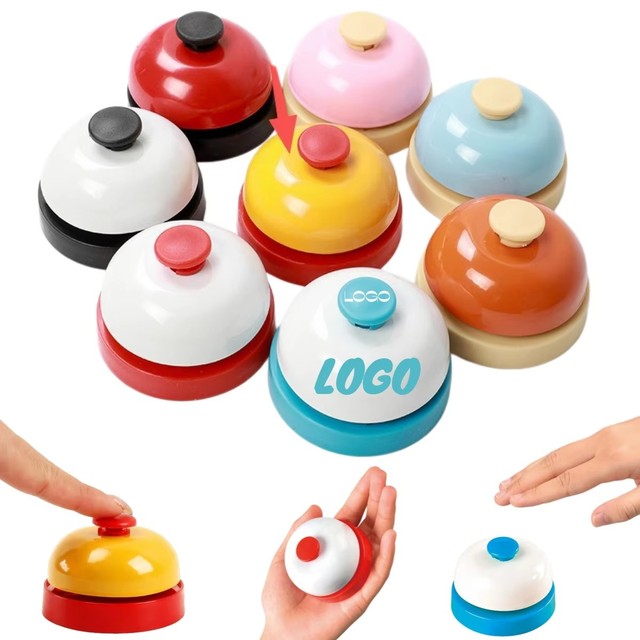 Custom LOGO 2.52in Iron Small Desk Service Ring Call Pet Training Bell Buzzers Front for Office Hotel Classroom Restaurant Party