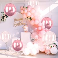 Ballons ronds métallisés 4D rose et blanc, 6 pièces, pour décorations de mariage, anniversaire, fête prénatale