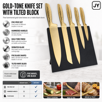 Golden Fournisseur Ensemble de couteaux Santoku Couteau de chef à revêtement antiadhésif Manche en plastique Matériau métallique pour usage domestique professionnel dans la cuisine