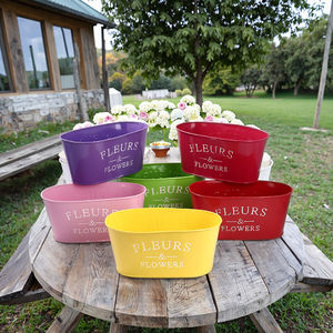6 pièces seaux à fleurs <span class=keywords><strong>en</strong></span> métal galvanisé coloré ferme rustique style français grands vases pour mariage et décoration de la maison - Product Image 1