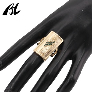 14K 금도금 CZ 파베 타원형 모양의 반지 남성 여성 약혼 및 파티를위한 종교 가톨릭 산 유다 - Product Image 3