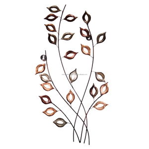 Arbre de luxe avec base en feuilles Murale en fer Curtis  Laiton et métal Sculpture murale en forme d'arbre - Product Image 6