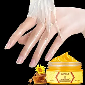 Großhandel Honig pflegendes Peeling Hand wachs White ning Haut Hand maske Reparatur Peeling Schwielen Feuchtigkeit spendende Hand Hautcreme