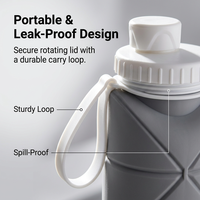 Bouteille d'eau pliable en silicone de qualité alimentaire résistante à la chaleur de 600 ml, portable, pour les voyages, les sports de plein air, avec logo personnalisable