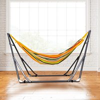 Danlong Hamac de camping intérieur/extérieur hamac en maille portable, lit hamac, hamac avec support, hamac en tube de fer