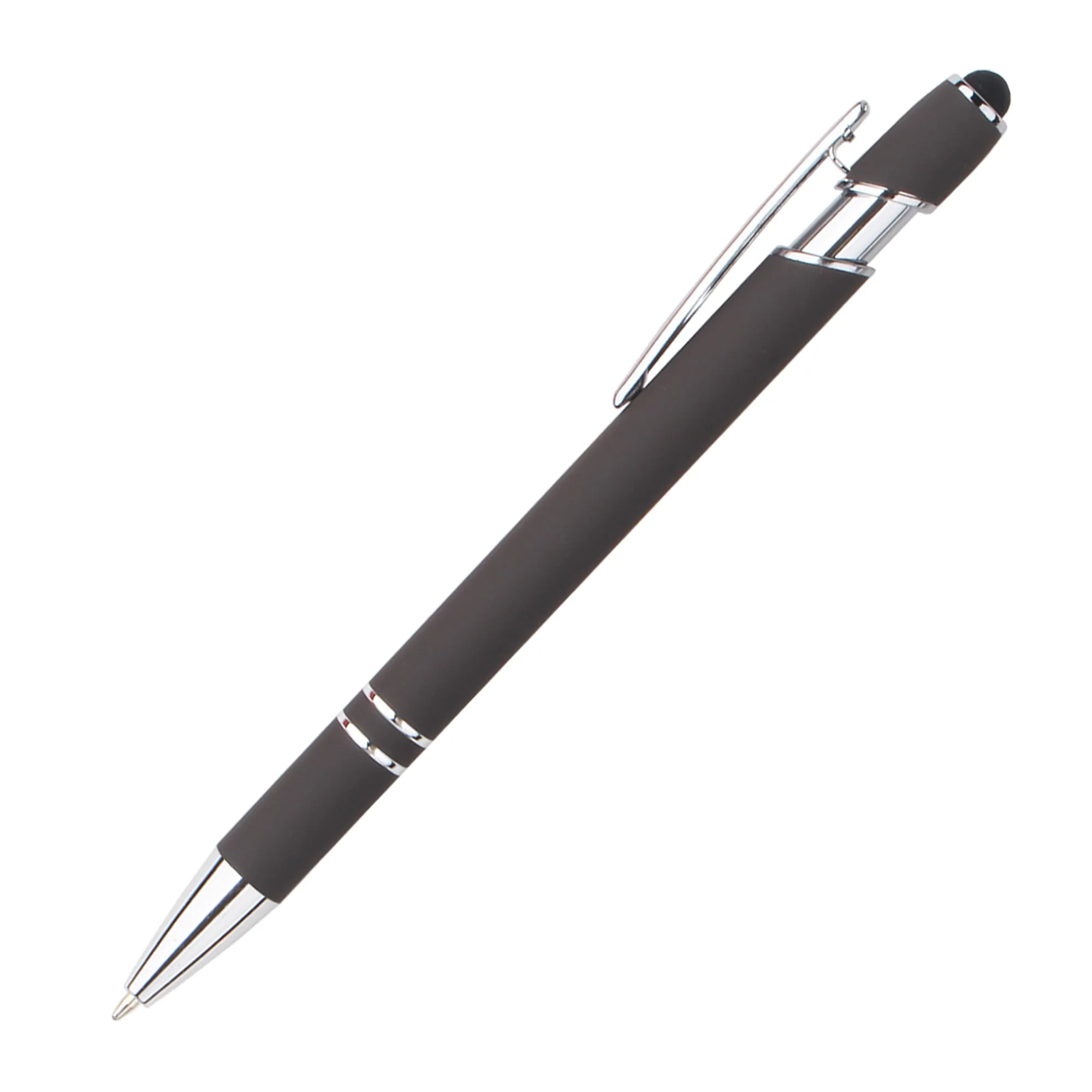 Caneta esferográfica Stylus personalizada 2 em 1 para presente de negócios, caneta esferográfica de metal colorida com logotipo impresso, promoção com toque móvel