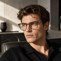Montures de lunettes optiques en acétate marron translucide, style carré audacieux, pour hommes et femmes, vente en gros fabricant