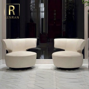 Nordic Style Contemporary Modern Luxury Style Low <strong>Round</strong> Back Living Room Home Furniture Leather Accent <strong>Chair</strong> <strong>Sofa</strong> <strong>Chairs</strong> - Product Image 1