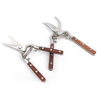 Vintage snoeischaar met houten handvat, scherp koolstofstaal, voor tuin, fruit & takken