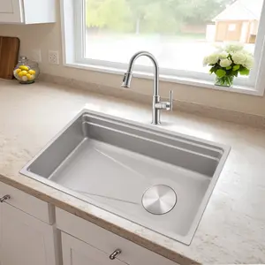 Waterfall Kitchen Sink Undermount Single Bowl Stainless Steel Kitchen Sink Workstation Kitchen Sink With Accessories