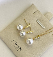 Vente en gros de pendentifs en perles d'eau douce rondes naturelles 3A de 11-12 mm, ensemble de bijoux blanc avec argent sterling 925 pour la fabrication de bijoux