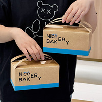 Boîte en papier kraft personnalisée, boîte d'emballage portable pour croissants, boîte à emporter pour pâtisseries, conteneur jetable pour desserts de boulangerie