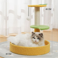 Arbre à chat tropical OEM en forme de palmier, griffoir en bois et sisal avec hamac-nid, vente en gros pour animaleries