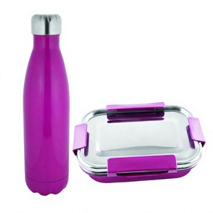 Boîte à lunch étanche de qualité supérieure en acier inoxydable avec une bouteille d'eau dans un design classique élégant - Product Image 1