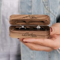 Bague marron clair de luxe écologique Mini boîte à bijoux Bague de mariage personnalisée Boîtes ovales en bois Boîte de rangement pour bague Cadeau de fiançailles