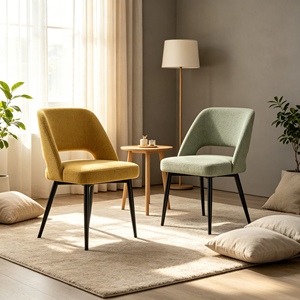 Chaise de salle à manger moderne rembourrée, assise en tissu, pieds en métal, pour la maison, le bureau ou le restaurant - Product Image 5