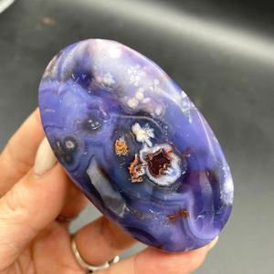 Wholesale High Quality Natural Healing Crystal Blue Flower Agate FreeForm/Palm Stone <b>Ornament</b> for Home Decoration Holiday Gifts - Product Image 3