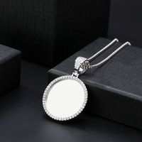 Collier pendentif en acier inoxydable par sublimation avec chaîne à maillons ronds en zircon, tendance, moderne, cadeau de Noël ou d'anniversaire pour femme