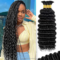 Vente en gros tresses Boho Curl en vrac cheveux humains pour le tressage sans trame vague profonde brut en vrac Boho cheveux humains tressage extension de cheveux