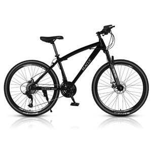 Vélo de montagne pour adulte en acier carbone noir mat, freins à disque doubles, roues de 26 pouces, fourche à suspension avant pour descente/hors route/gravier - Product Image 2