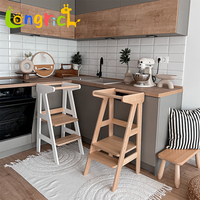 Tour d'apprentissage Montessori multifonction pliable en bois pour tout-petits, pour cuisine et salle de bain