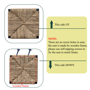 Woven <b>Bar</b> <b>Stools</b> Back Support Counter Height for Dining Chairs Kitchen Home Office for Farmhouse Style Set of <b>2</b> - Product Image 6