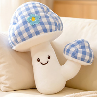 Vente en gros de jouets en peluche personnalisés, en forme de champignon, motif à carreaux, coussin en peluche, jouet en peluche pour la décoration de la maison, du canapé et de la salle