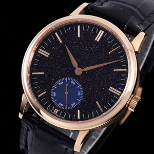 Low MOQ High Quality Automatic <b>Small</b> Seconds Sapphire Crystal Rose Gold Case Grey Dial Black Leather Strap Mens Luxury Watch - Product Image 2
