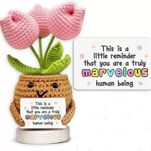 Muñeco de Ganchillo de Tulipanes Tejidos a Mano, Serie de Plantas en Maceta, con Tarjeta de Regalo de Energía Positiva, Superventas Transfronterizo - Product Image 3