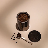 Conception d'impression en gros de qualité alimentaire boîtes hermétiques rondes noires mates boîtes à café personnalisées boîtes de conserve en métal pour thé avec couvercle