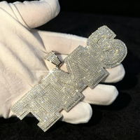 Colgante de Letra de Moissanita de Color GRA D de Plata de Ley 925 de 2 Pulgadas para Collar de Hombre, Joyería Hip Hop para Fiesta, Pasa Prueba de Diamante